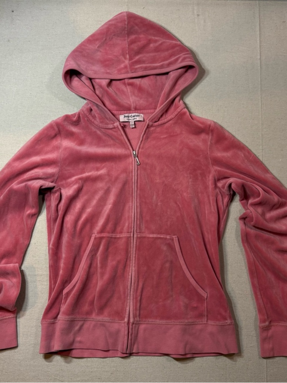 Juicy Couture Pink Velour Zip Hoodie XL Y2K